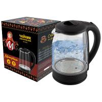Чайник электр. 2л МАТРЕНА стекло, черный МА-009