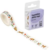 Клейкая лента декоративная 1,5см*3м MESHU "Cute deer" /MS_36875/Рельеф