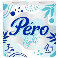 Туалетная бумага 3 слоя PERO Liqht 4 рулона белый  Туалетная бумага 3 слоя PERO Liqht 4 рулона белый