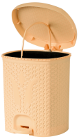Ведро 11л Плетенка для мусора с педалью бежевый 020212