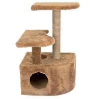 Когтеточка Домик ЧИП круглый с полкой, столбик джут 48*51*h71см коричневый/8347/Дарэлл