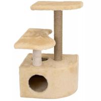Когтеточка Домик ЧИП круглый с полкой, столбик джут 48*51*h71см бежевый/8347/Дарэлл