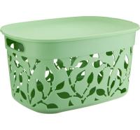 Коробка д/хранения ФЛОРА 12л мята с крышкой М2363 /6шт/М-пласт 