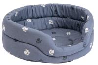 Лежанка овальная стеганая поролоновая хлопок серая 42*33*15см/9141сер