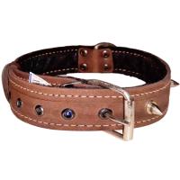 Ошейник кожа 35мм с украшением и шипами на ферте 60-65см/41080