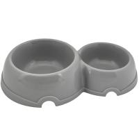 Миска двойная пластик д/кошек и собак 150/250мл серый/2311/Дарэлл