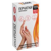 Перчатки виниловые неопудренные L (100шт бокс) 111214 /20шт/Рыжий Кот 