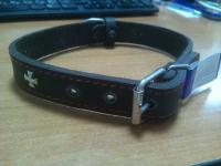 Ошейник кожа 25мм 1слойный с украшением 53-55см/40748