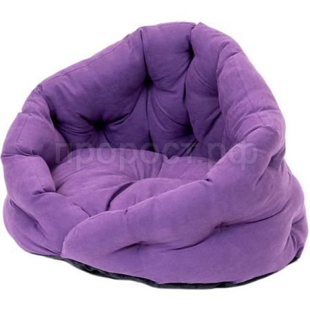 Лежанка Sleep-Бархат №1 овальная пухлая с подушкой 48*40*34см/94473фиол/Дарэлл 