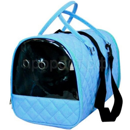 Сумка-переноска д/животн.с вентиляц. отверстием 28x47x30см иск.кожа голубая/Сп032г/Евро