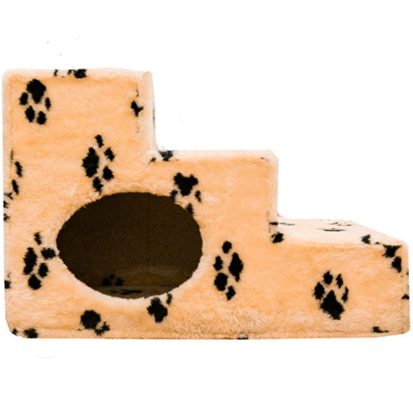 Лестница домик для животных мех лапы на бежевом 39*55*37Н DONBARON