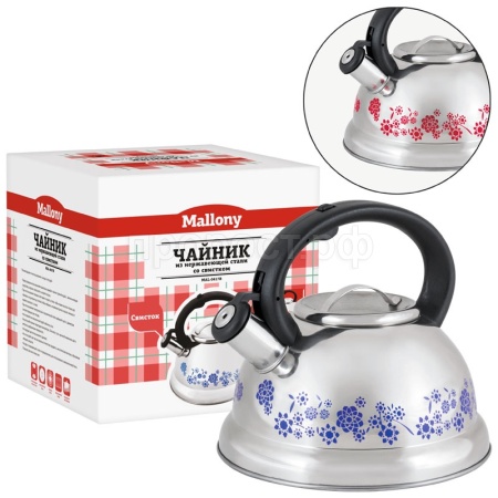 Чайник 3л MAL-0417В нерж.сталь, с рисунком, со свистком, капс.дно/6шт/002103