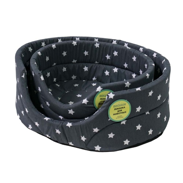 Лежанка овальная стеганая поролоновая хлопок Звездное Небо 42*34*18см/DONBARON