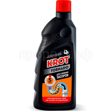 Ср-во д/засоров сложных КРОТ Торнадо 1000г гель /8шт/