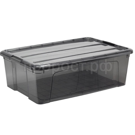 Ящик КИП с крышкой 30л 58x38,5x18,5см черно-прозрачный М2338 /5шт/М-пласт