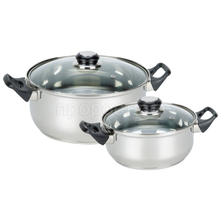 Набор посуды 4предмета (2 кастрюли+2 крышки) 2/2,8л D18/20см нерж.сталь/4шт/981054