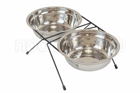 Миска двойная напольная ЭКО металл 2*1,5л черная/1314черн/Дарэлл