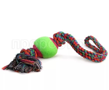 Игрушка для собак Канат с ручкой и теннисным мячом 43см/15154