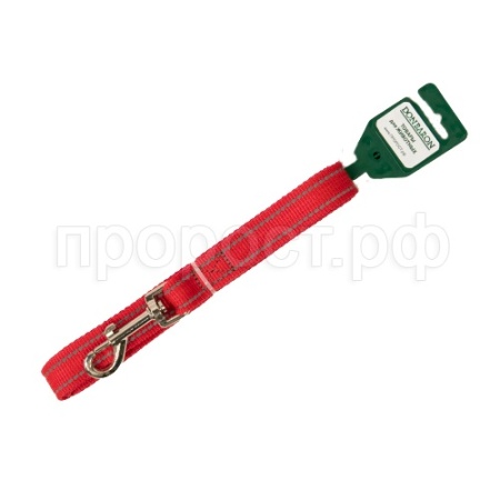 Поводок капрон 20мм*2м красный со светоотражающими полосами DONBARON
