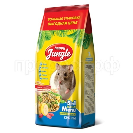 Корм Хэппи Джангл для декоративных крыс основной рацион 900гр Корм Хэппи Джангл для декоративных крыс основной рацион 900гр