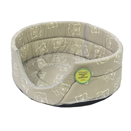 Лежанка овальная стеганая поролоновая хлопок Серые Мишки 52*46*20см/DONBARON