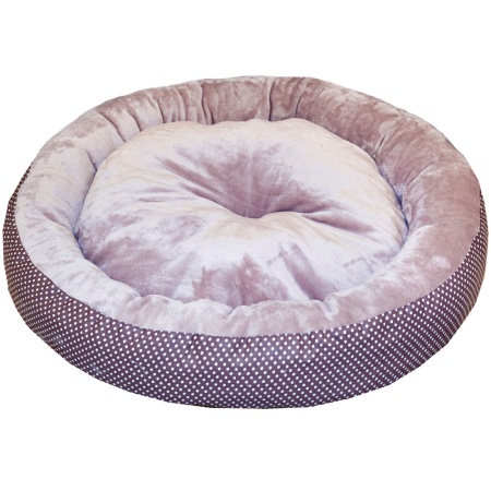 Лежанка ватрушка плюш коричневый горох 70*17см/DONBARON