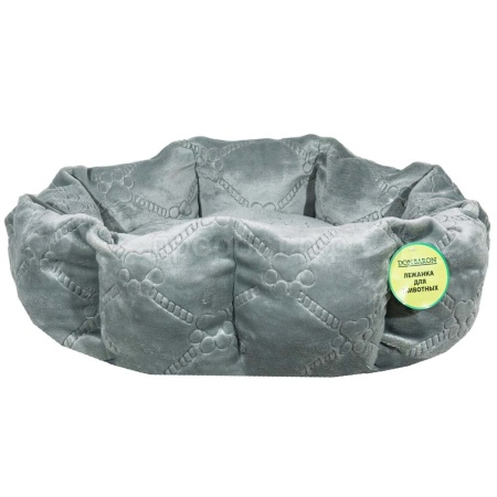 Лежанка круглая с подушкой серая 52*20см