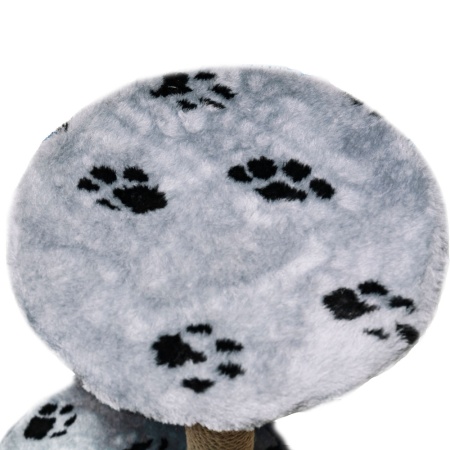 Когтеточка домик с полкой круг мех джут серый с игрушкой 39*77см/DONBARON