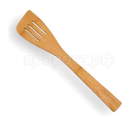 Лопатка кулинарная бамбук 30см с прорезями №4 КТ-ЛК-04