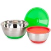 Набор стальных мисок MIX&STORE 2шт (1.5л+2.4) с крышками, силиконовое дно /ASS022/6шт/ATTRIBUTE STEE